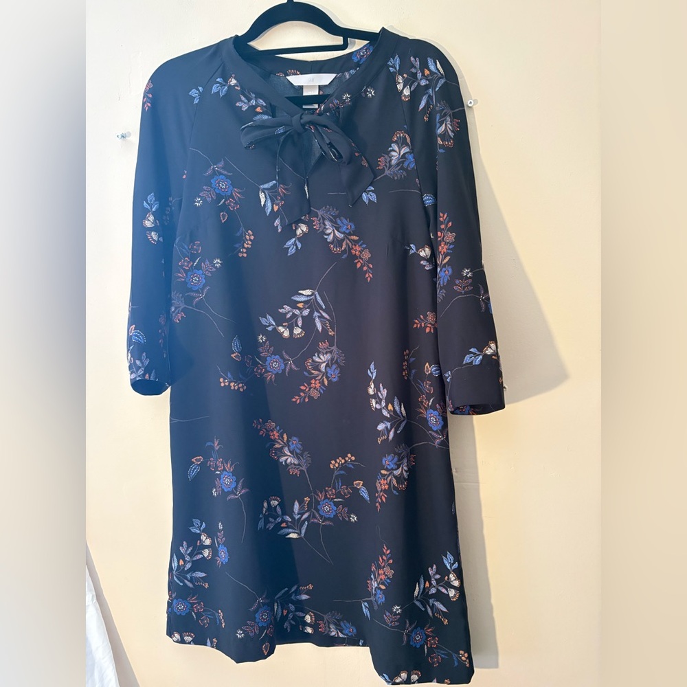 H&M Black Floral Long Sleeve Dress